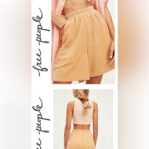 Free People Beach WFH Terry cloth Shorts Size Medium Butterscotch Color …NWOT